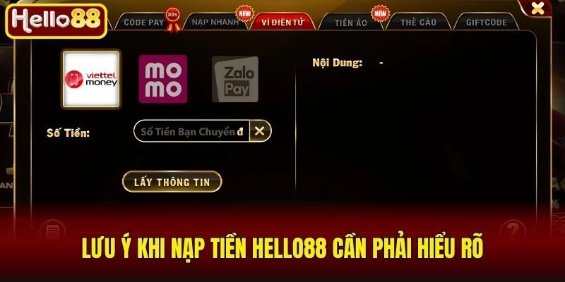 Lưu ý khi nạp tiền Hello88 cần phải hiểu rõ